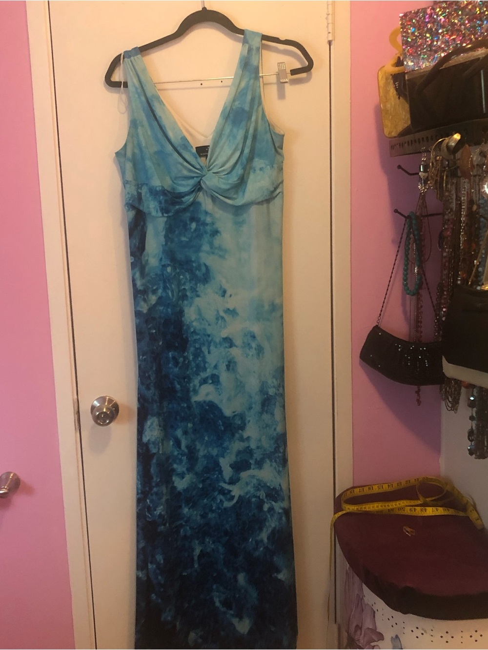 Ronni Nicole Blue Ombre Twist-Front Maxi Dress